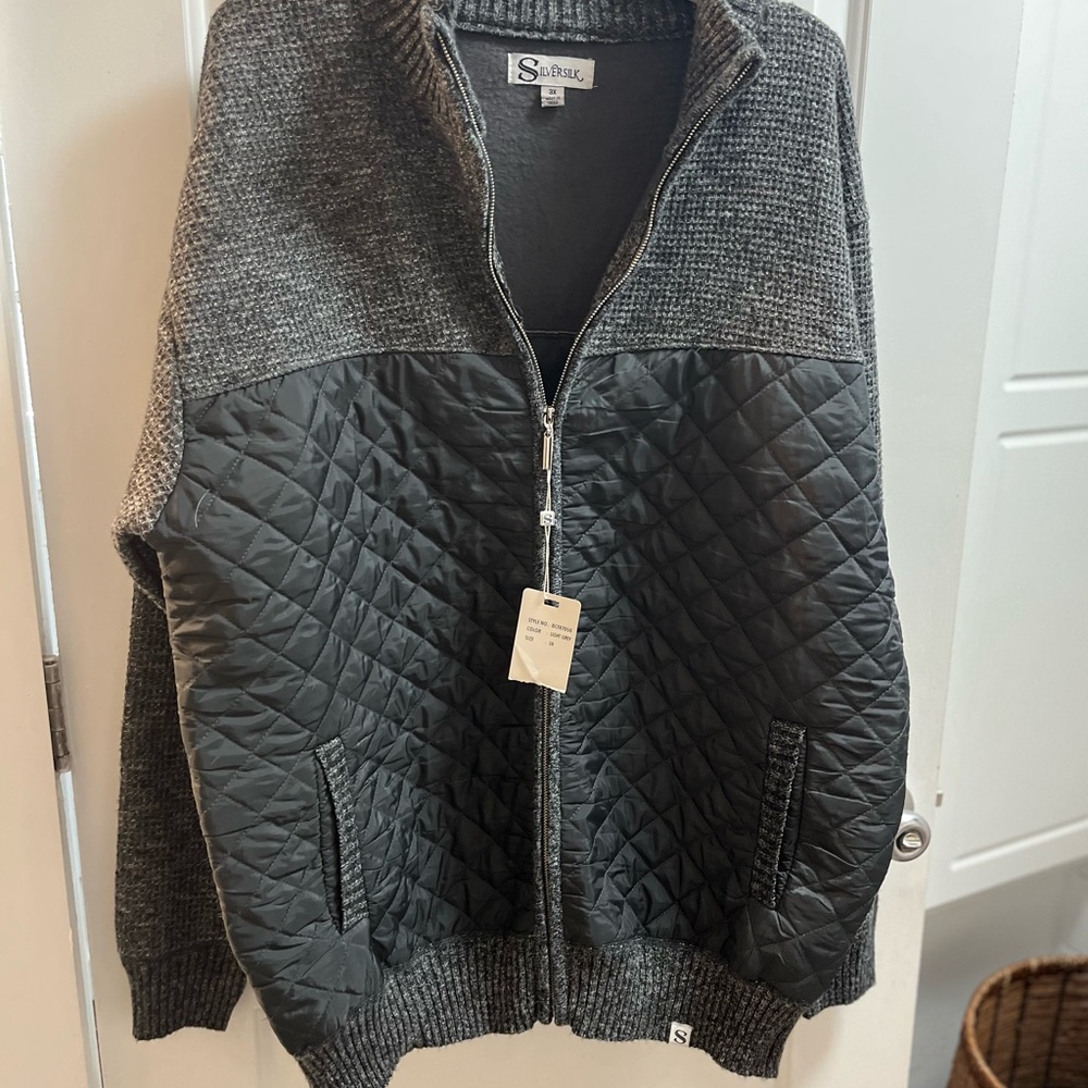 New Silversilk Men's Gray Quilted Sweater size 3x